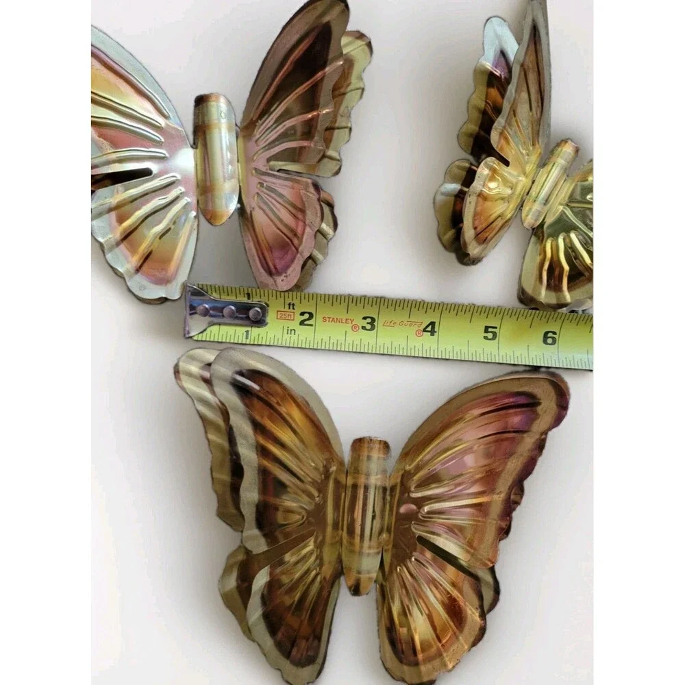 Vintage Home Interiors Brass Butterflies Wall Hangings Decor BOHO 1970-80's